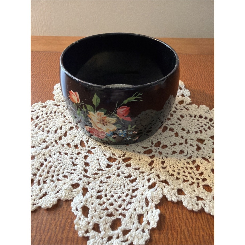 Vintage Resin Floral Flower Chunky Retro Boho Bangle Bracelet Black